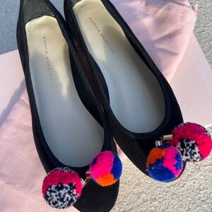 SOPHIA WEBSTER Bo Pom Pom Ballet Flats - Size 37.5
